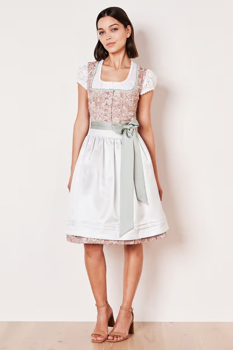 Kruger Midi Dirndl 2pcs. 60cm "Nami" brown (size 34,40,42)