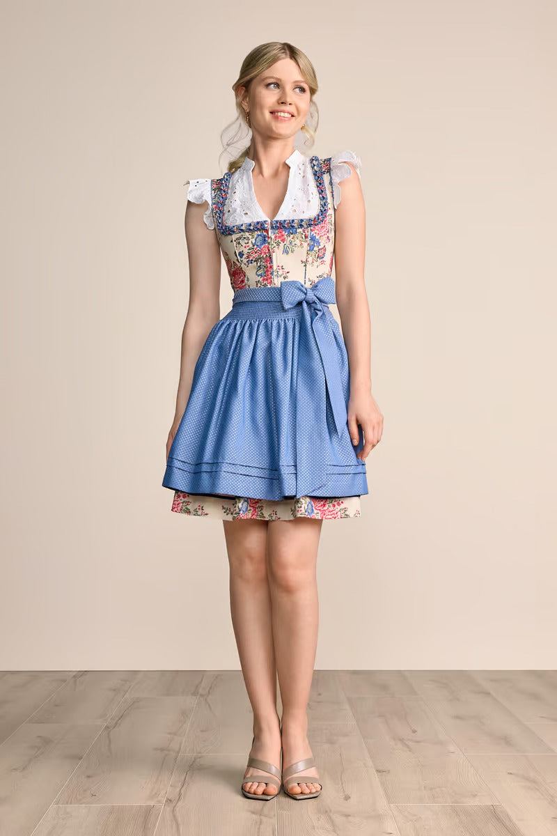 Kruger Mini Dirndl 2pcs. 50cm "Makena" blue (size 34)