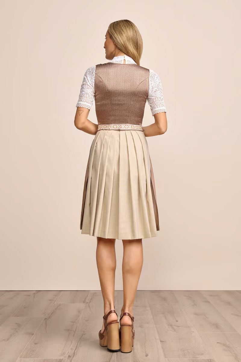 Kruger Midi Dirndl 2pcs. 60cm "Irabelle" brown (size 38)