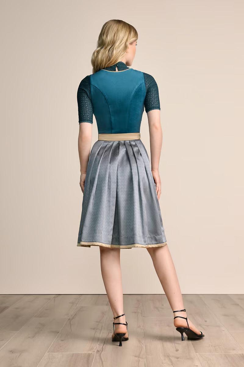 Kruger Midi Dirndl 2pcs. 60cm "Dena" turquoise (38)