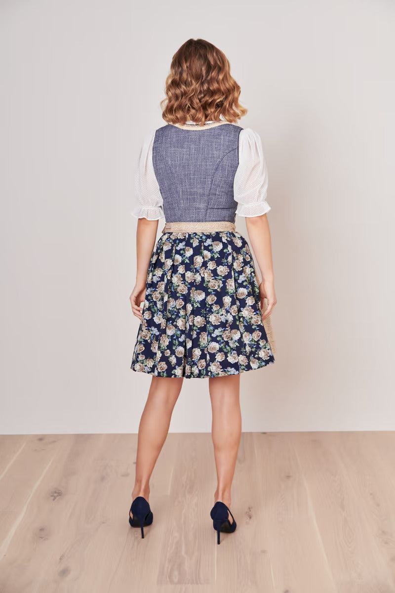 Kruger Mini Dirndl 2pcs. 50cm "Justine" blue (size 36,38)