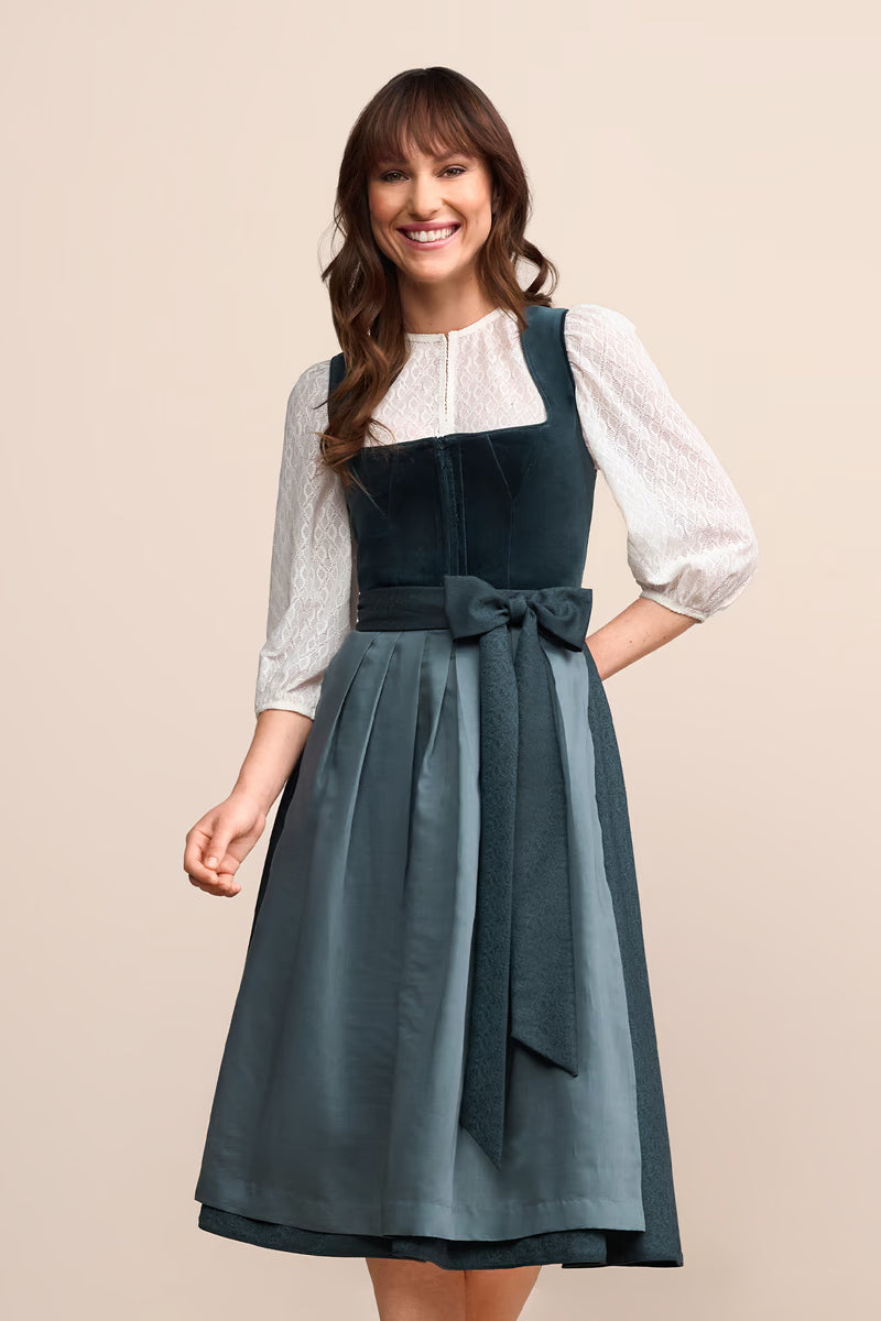 Kruger Long Dirndl 2pcs. 70cm "Lynette" green (size 40,42,44 )