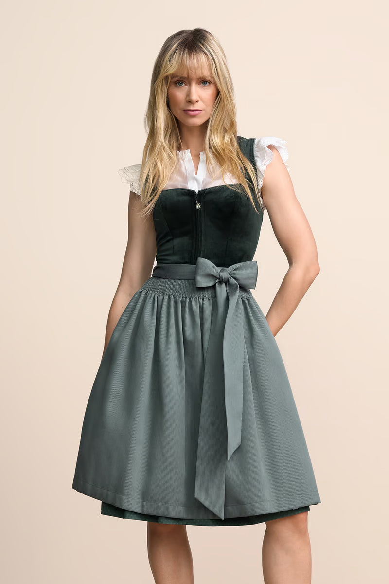 Kruger Midi Dirndl 2pcs. 60cm "Avelyn" green (size 36,38,48)