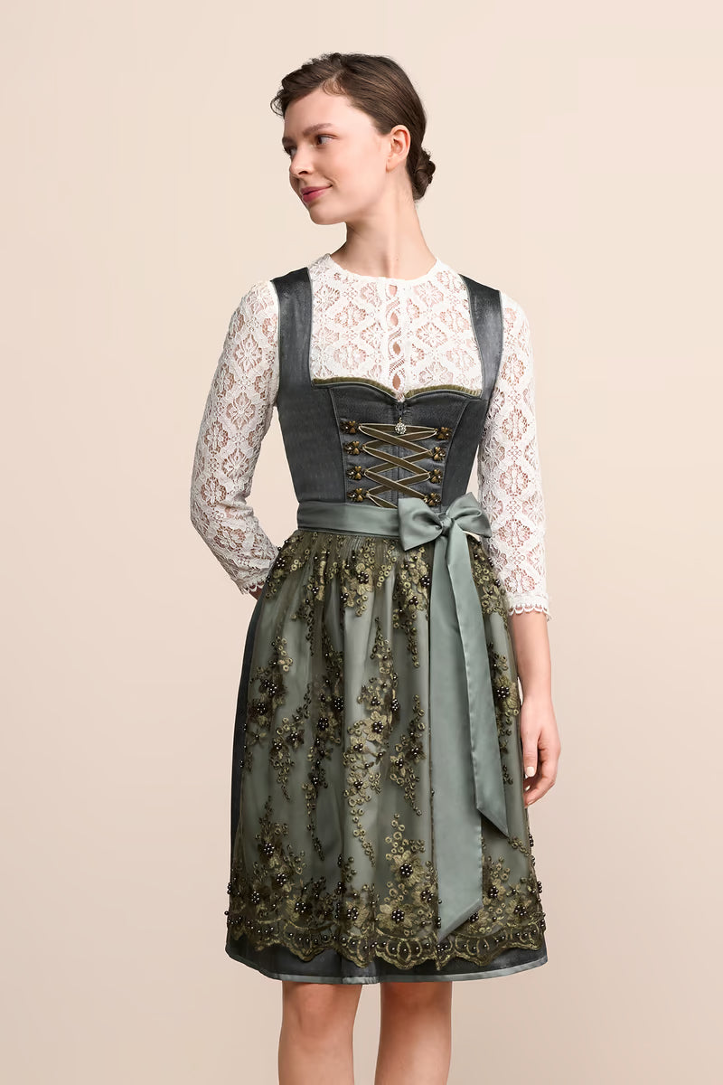 Kruger Midi Dirndl 2pcs. 60cm "Lunessa" green (36,38)