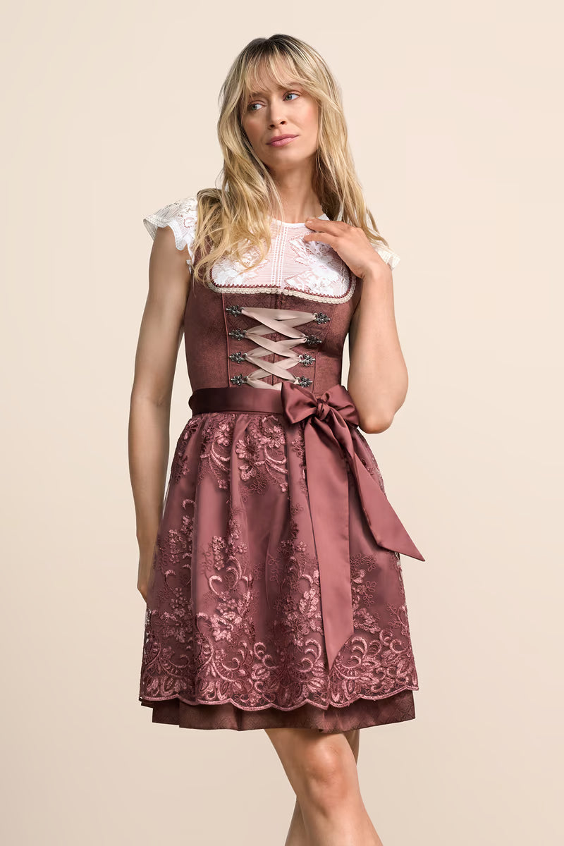 Kruger Midi Dirndl 2pcs. 60cm "Nevaeh" red (size 34, 38)
