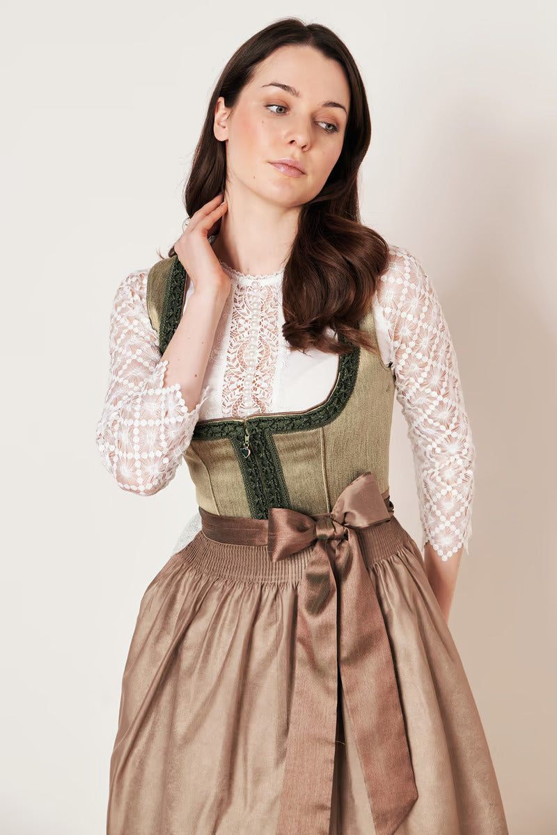 Kruger Long Dirndl 2pcs. 70cm "Danila" grun (size 42,44)