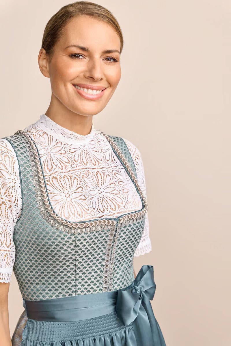 Kruger Midi Dirndl 2pcs. 60cm "Orly" turquoise (size 46)