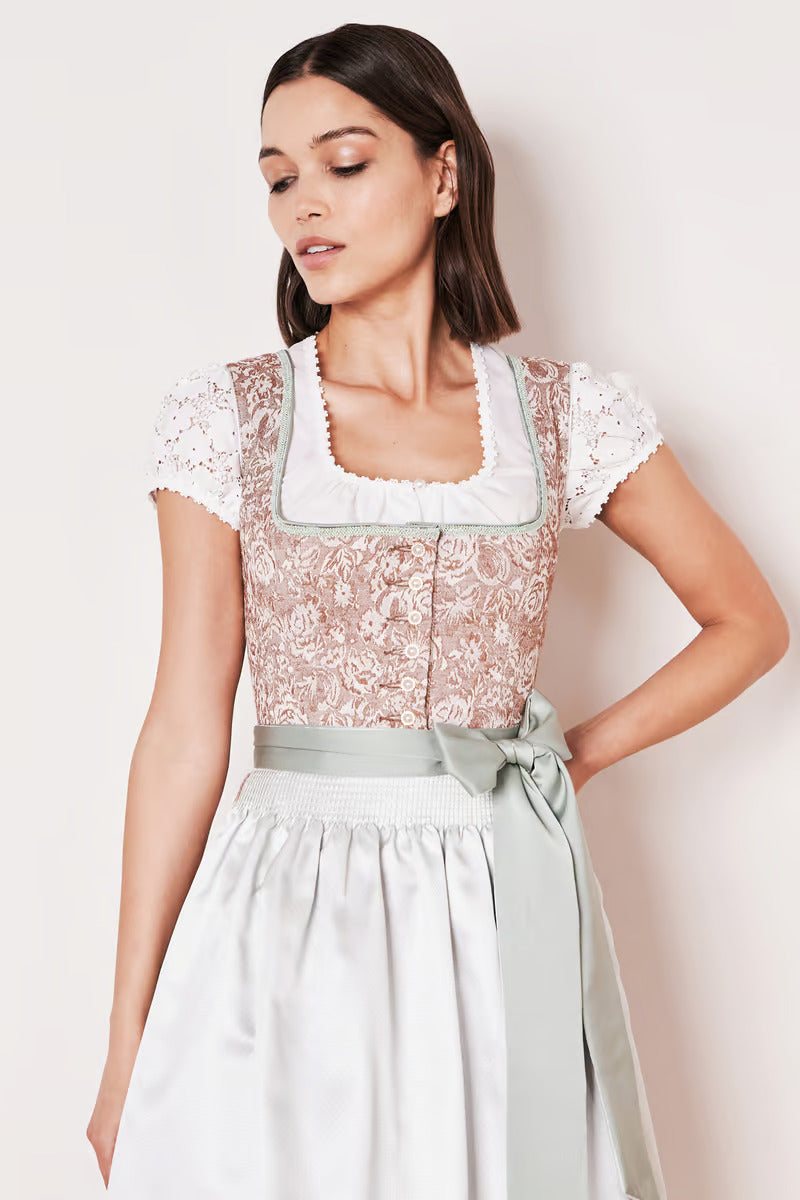 Kruger Midi Dirndl 2pcs. 60cm "Nami" brown (size 34,40,42)