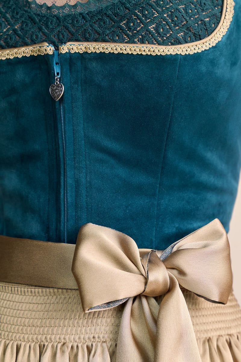Kruger Midi Dirndl 2pcs. 60cm "Dena" turquoise (38)
