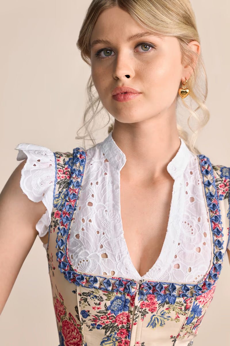 Kruger Mini Dirndl 2pcs. 50cm "Makena" blue (size 34)