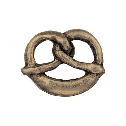 Pretzel antique brass hat pin or brooch, 15 mm, made of tin and nickel-free antique brass, made in Germany.