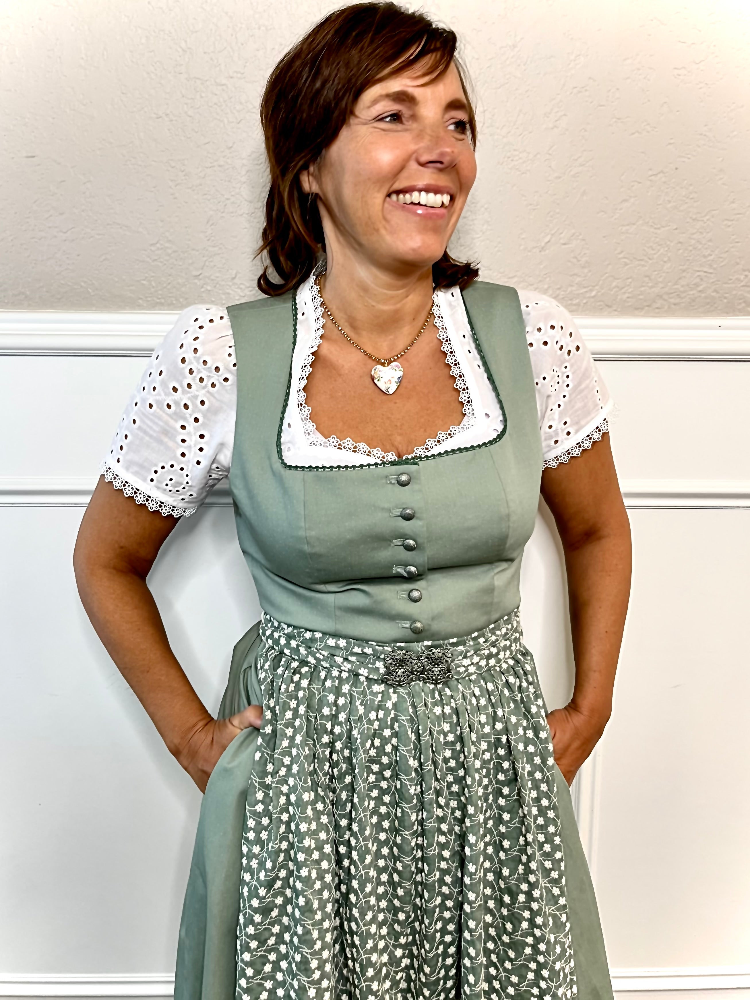Berwin Long Dirndl 2pcs. 70cm "Heidi" olive (size 36,38)