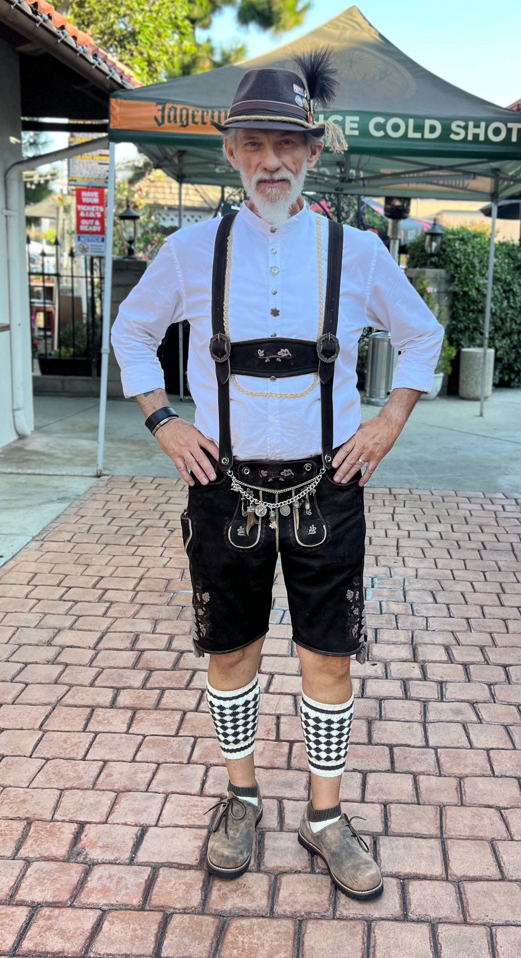 Kruger Men's Lederhosen "Calle" (d.brown) with suspenders