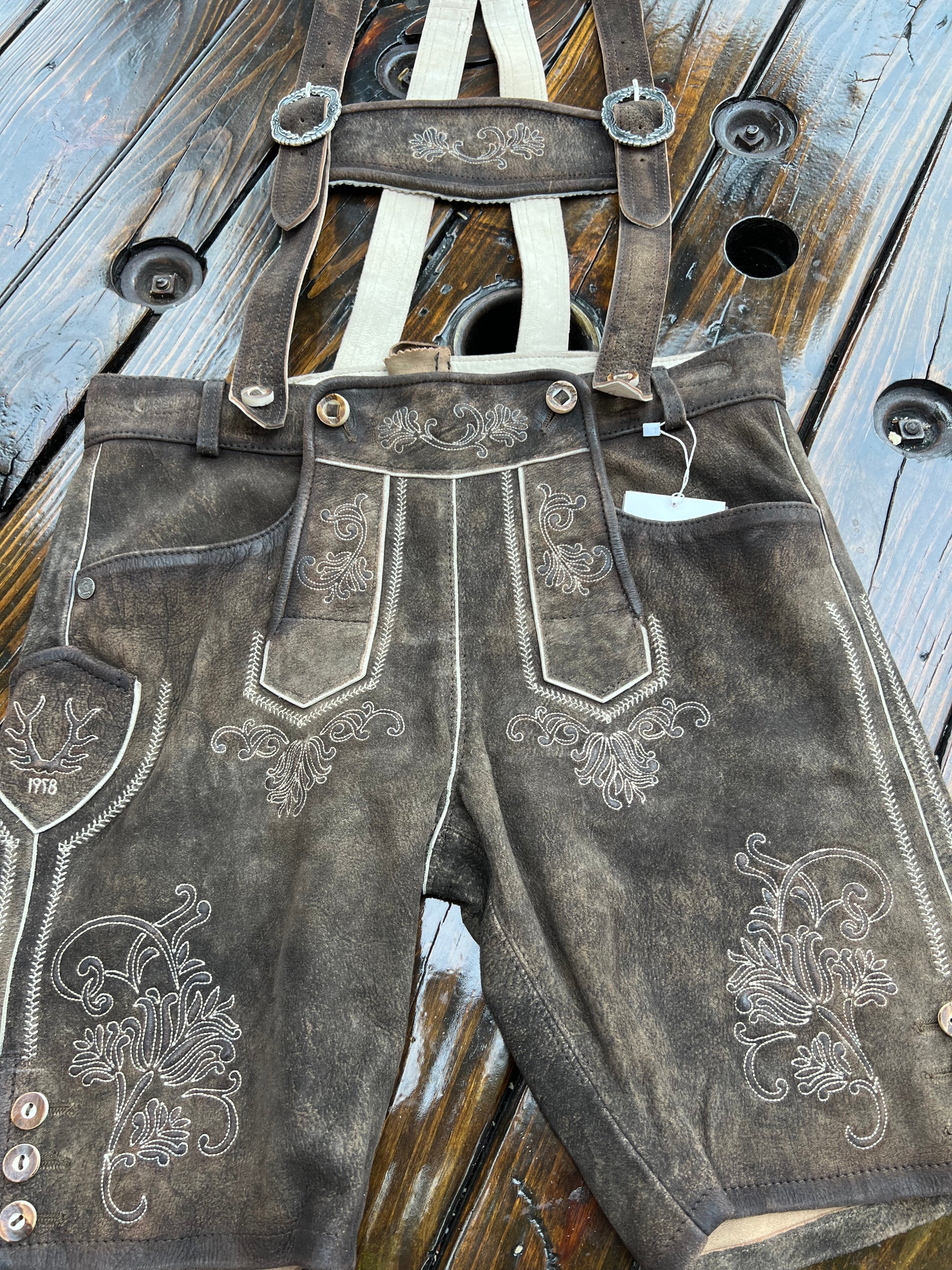 Kruger Men's Lederhosen "Arijus" d. brown (w/suspenders)