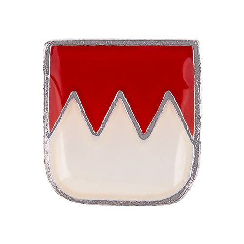 Franconian coat of arms pin, antique silver with red and white colors, 15 mm, silver-plated tin, made in Germany.