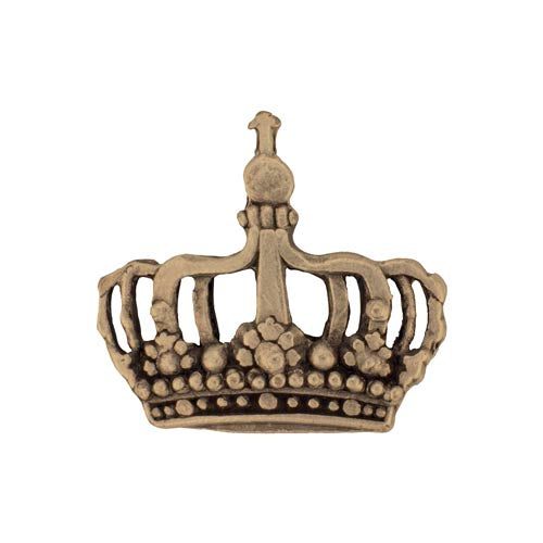 Crown pin in antique brass, tin material, 20 x 18 mm, nickel-free, made in Germany.