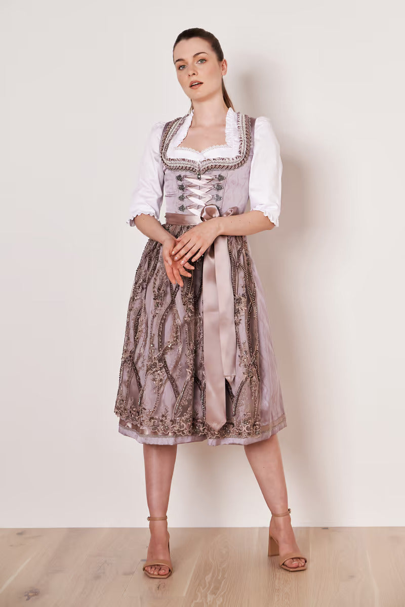 Kruger Long Dirndl 2pcs. 70cm "Catharine" violet (38)