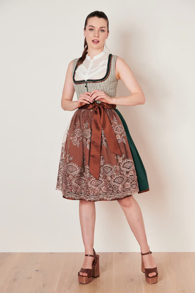 Kruger Midi Dirndl 2pcs. 60 cm "ASTERIA" green (low stock) 46