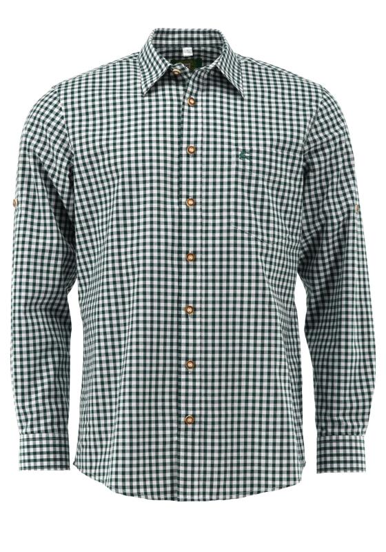 OS Trachten Men's Long Sleeve Regular Fit Shirt "Rusty" green