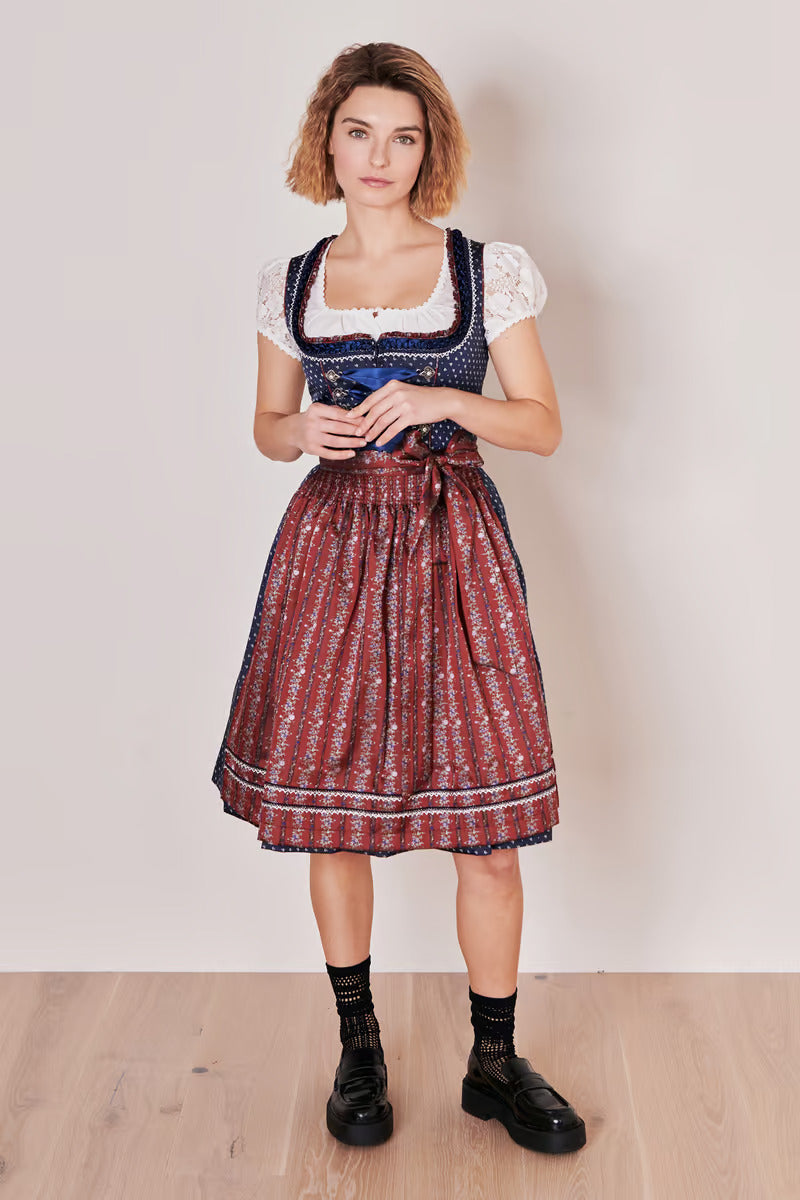 Kruger Midi Dirndl 2pcs. 60cm "Isolde" blue (size 36)