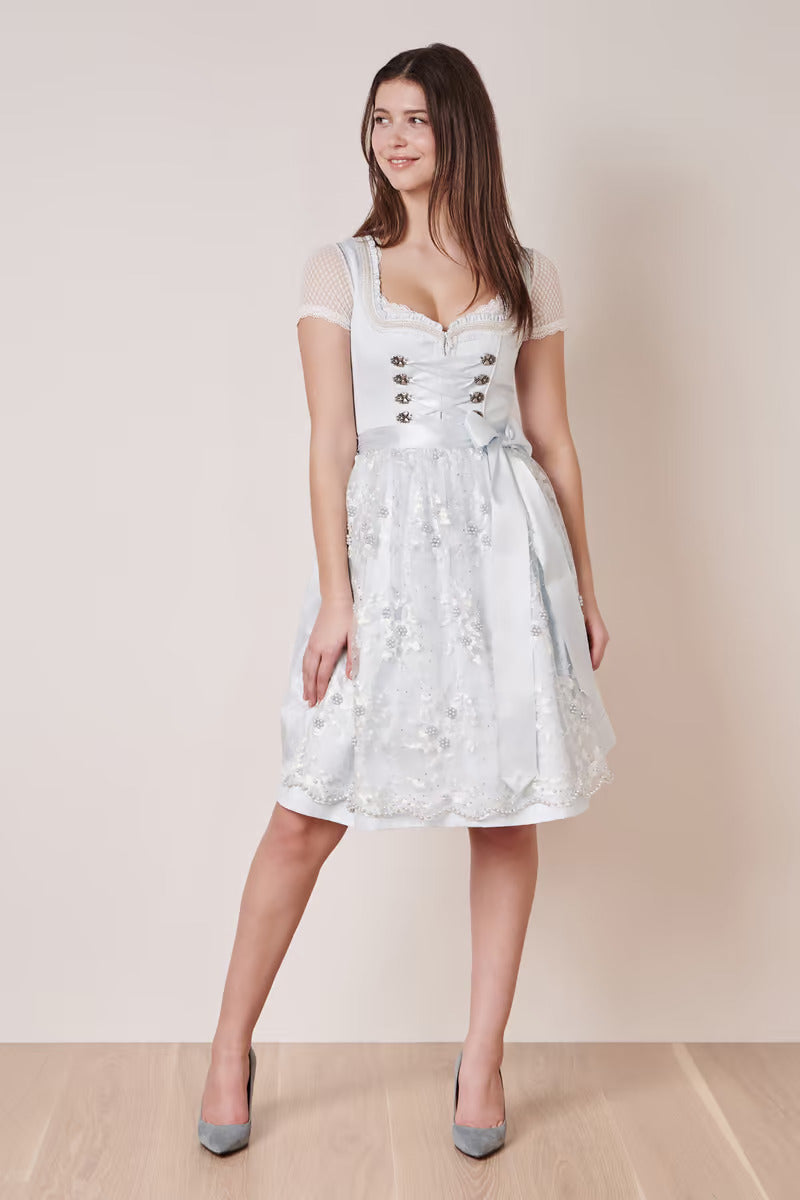Kruger Midi Dirndl 2pcs. 60cm "Sunny" blue