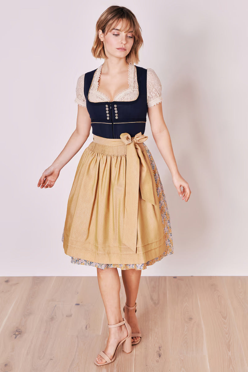 Kruger Midi Dirndl 2pcs. 60cm "Bee" blue