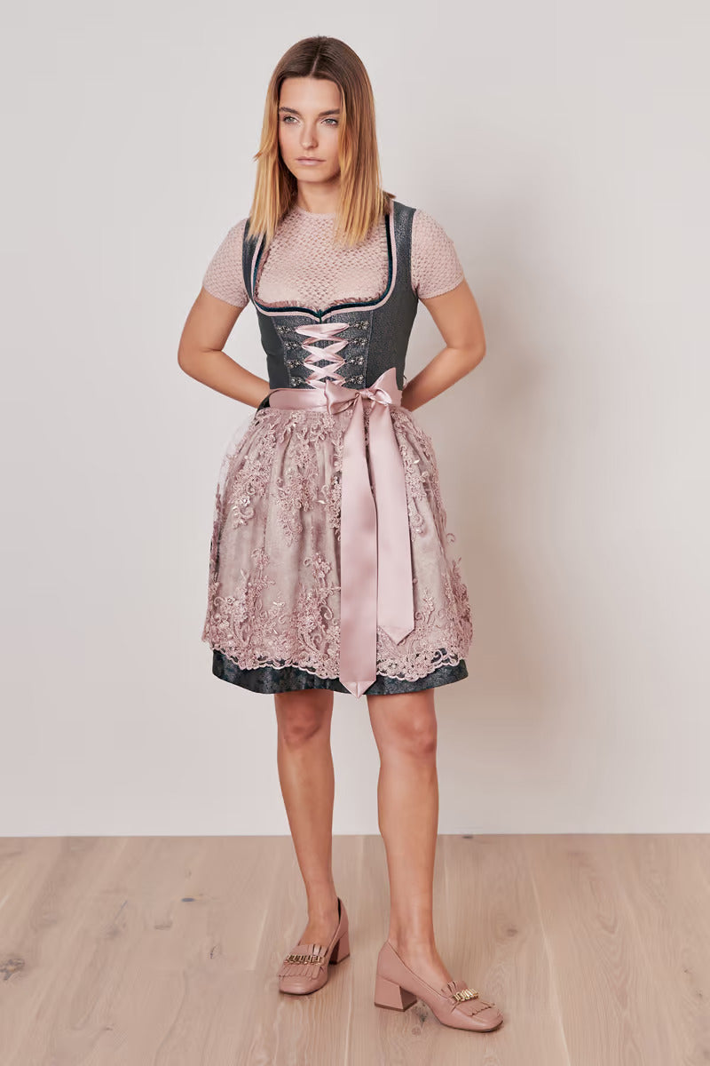 Kruger Mini Dirndl 2pcs. 50cm "Kalena" green (38,42)