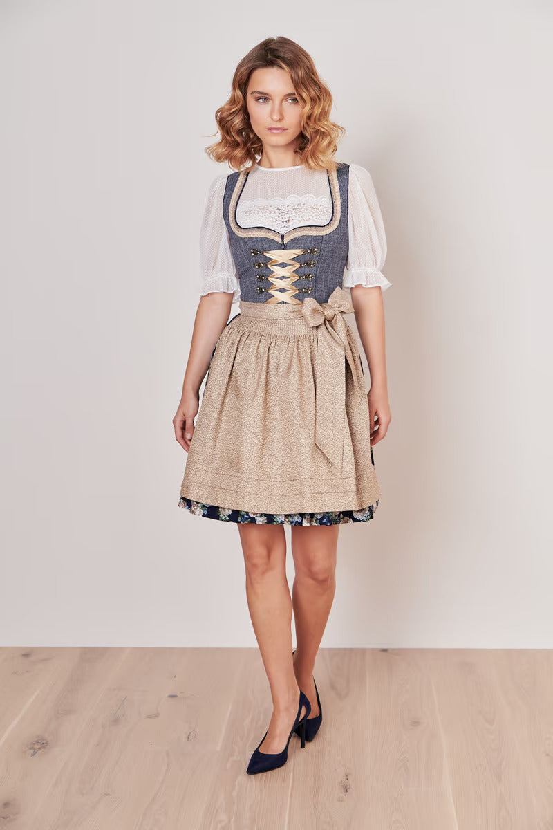 Kruger Mini Dirndl 2pcs. 50cm "Justine" blue (36)