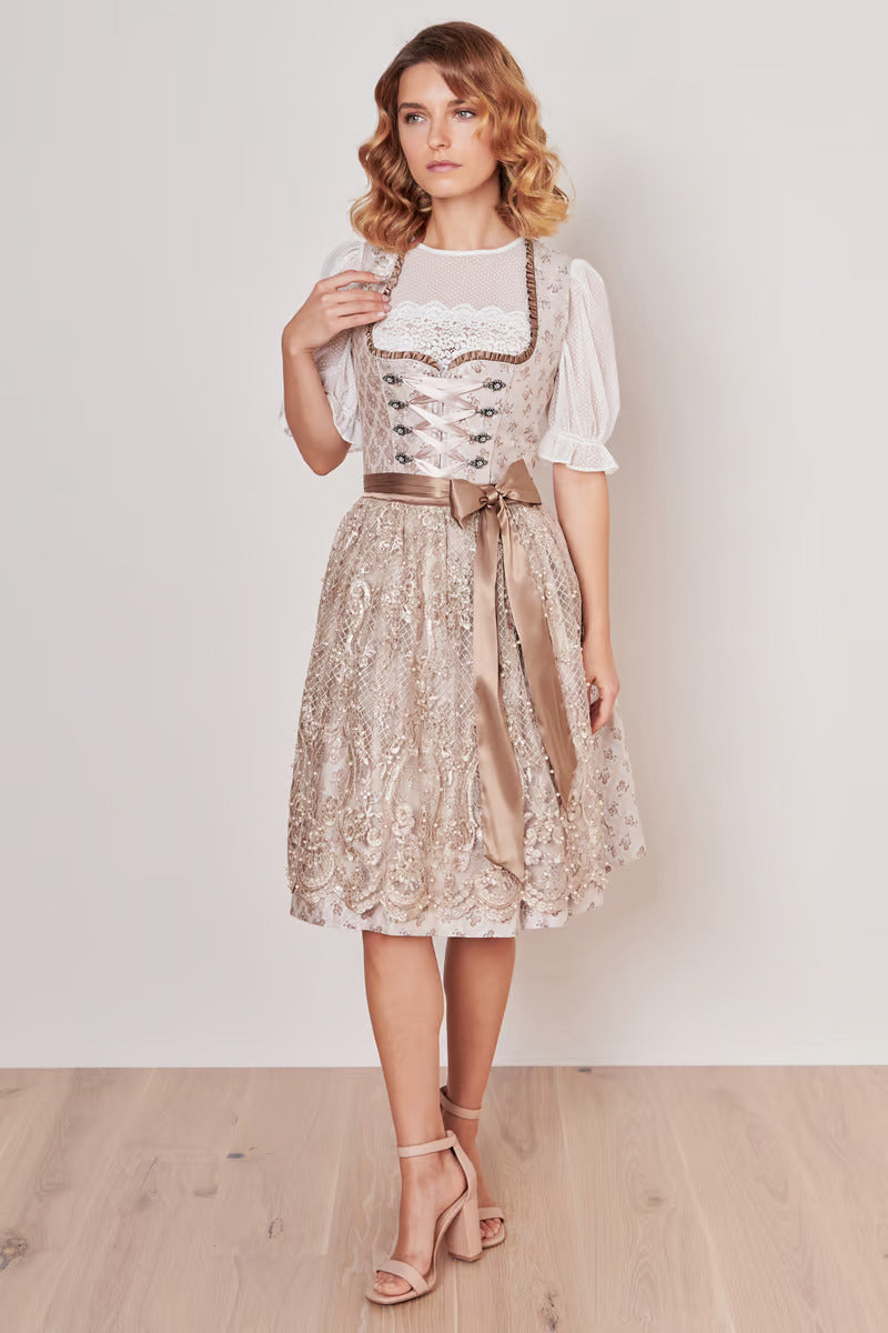 Midi Dirndl 2pcs. 60cm "Kalinda" beige (42)
