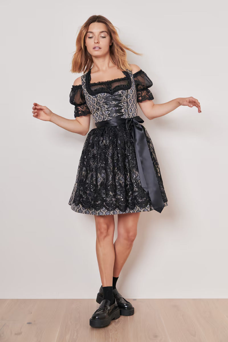 Kruger Mini Dirndl 2pcs. 50cm "Lonie" black (38,40)