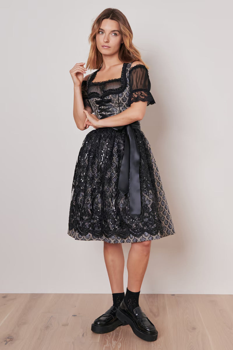 Kruger Midi Dirndl 2pcs. 60cm "Lonie" black