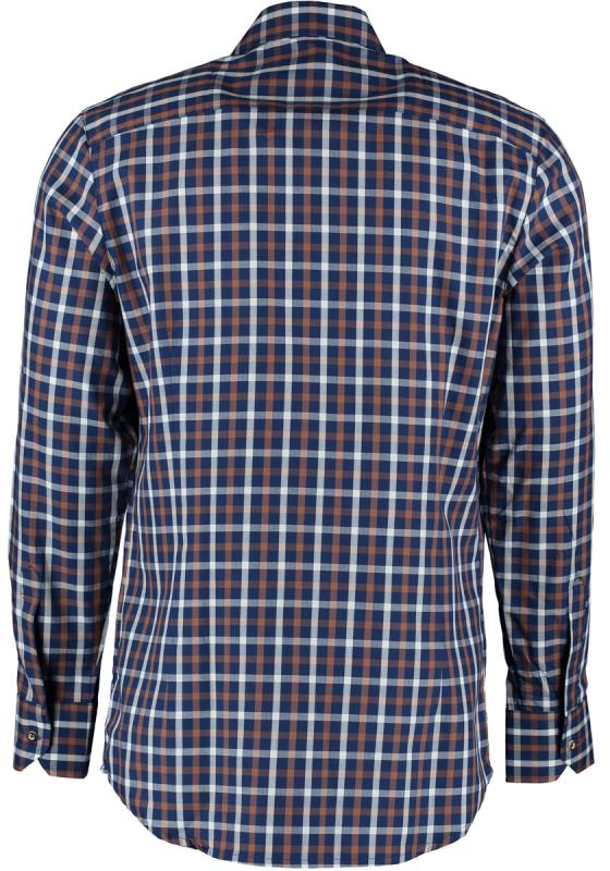 OS Costumes Men's Slim Fit Plaid Trachten Shirt "Jake" navy & rust