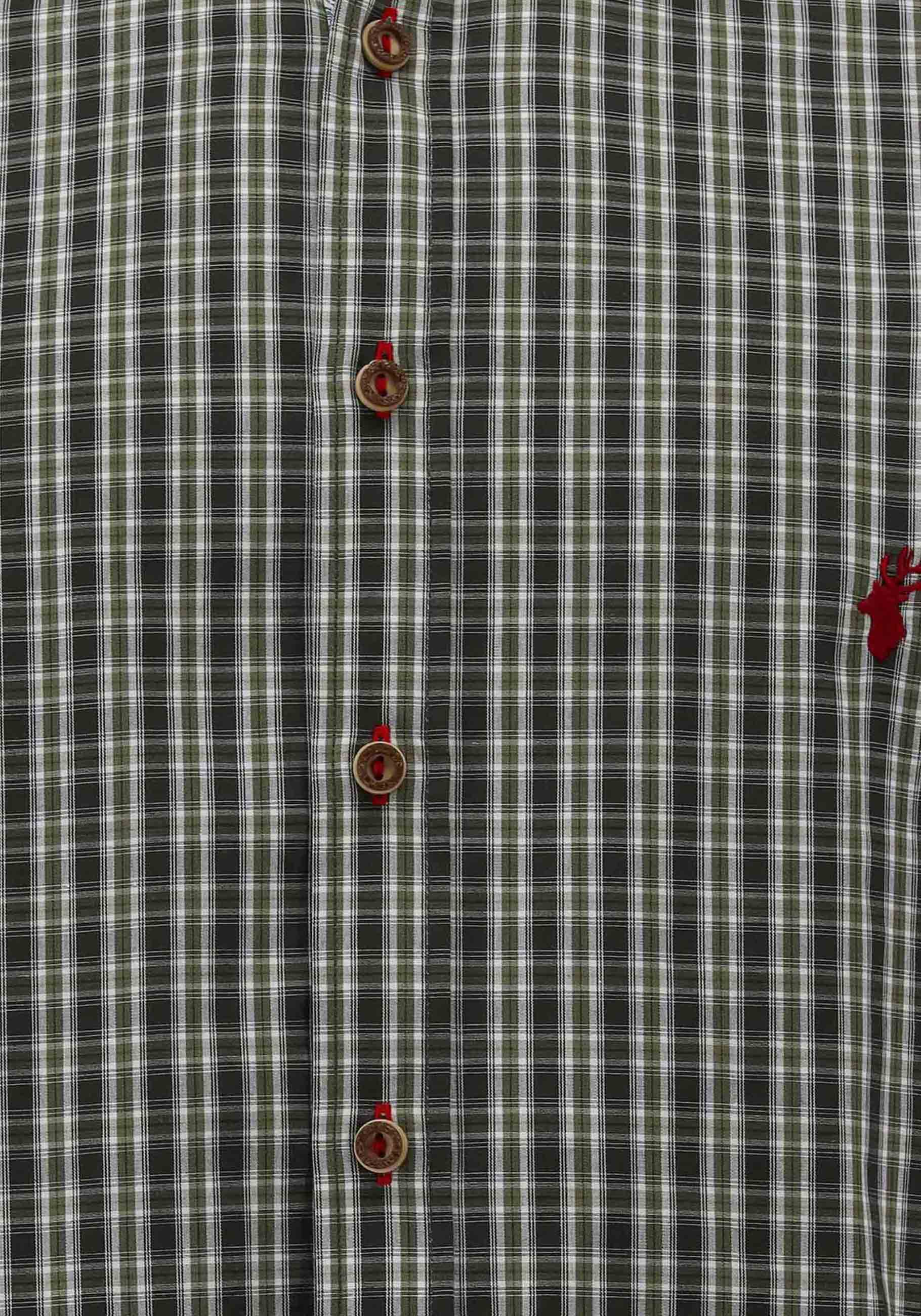 OS Trachten Men's Long Sleeve Slim Fit Shirt "Wald" olive