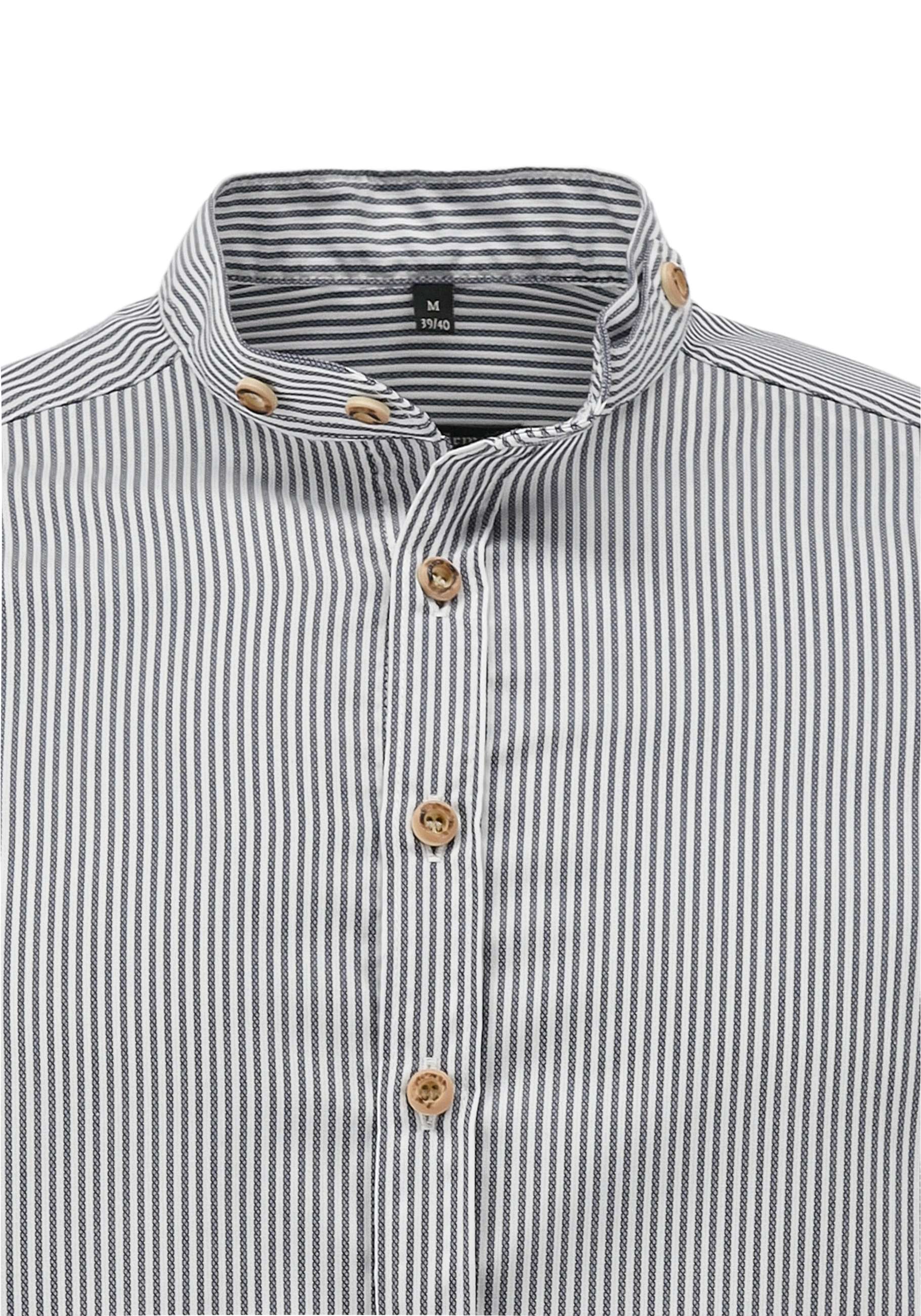 Gipfelstürmer Men's Long Sleeve Body Fit Shirt "Gipfelstreif" blue stripe