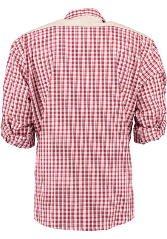 OS Trachten Men's Long Sleeve Regular Fit Shirt "Bergheim" red