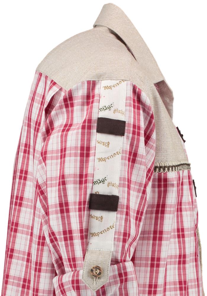 OS Trachten Men's Long Sleeve Regular Fit Shirt "Alpenwald" red