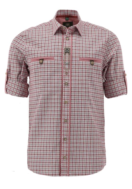 OS Trachten Men's Long Sleeve Regular Fit Shirt "Cowboy" red