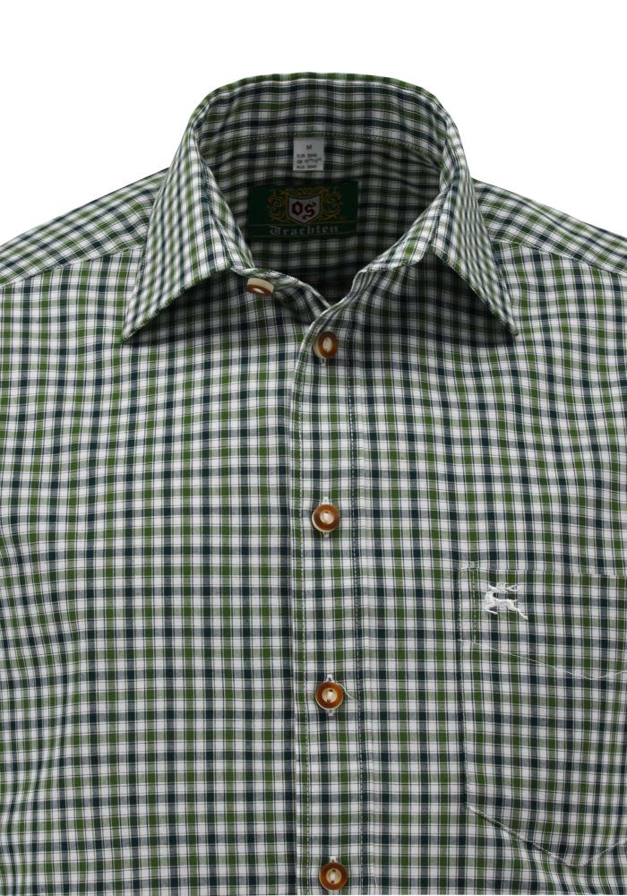 OS Trachten Men's 1/2 Sleeve Slim Fit Shirt "Jimmy" green