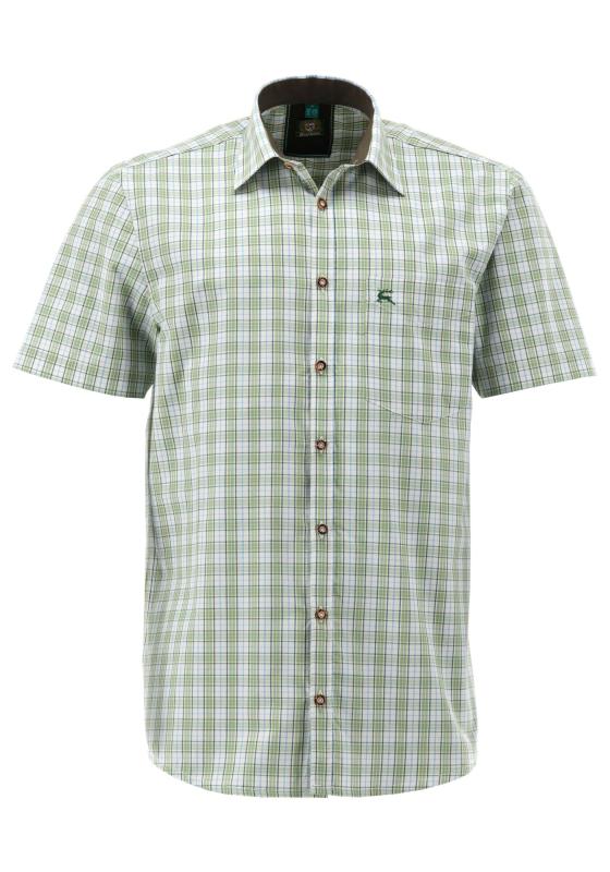 OS Trachten Men's 1/2 Sleeve Regular Fit Shirt "Bergwiese" olive