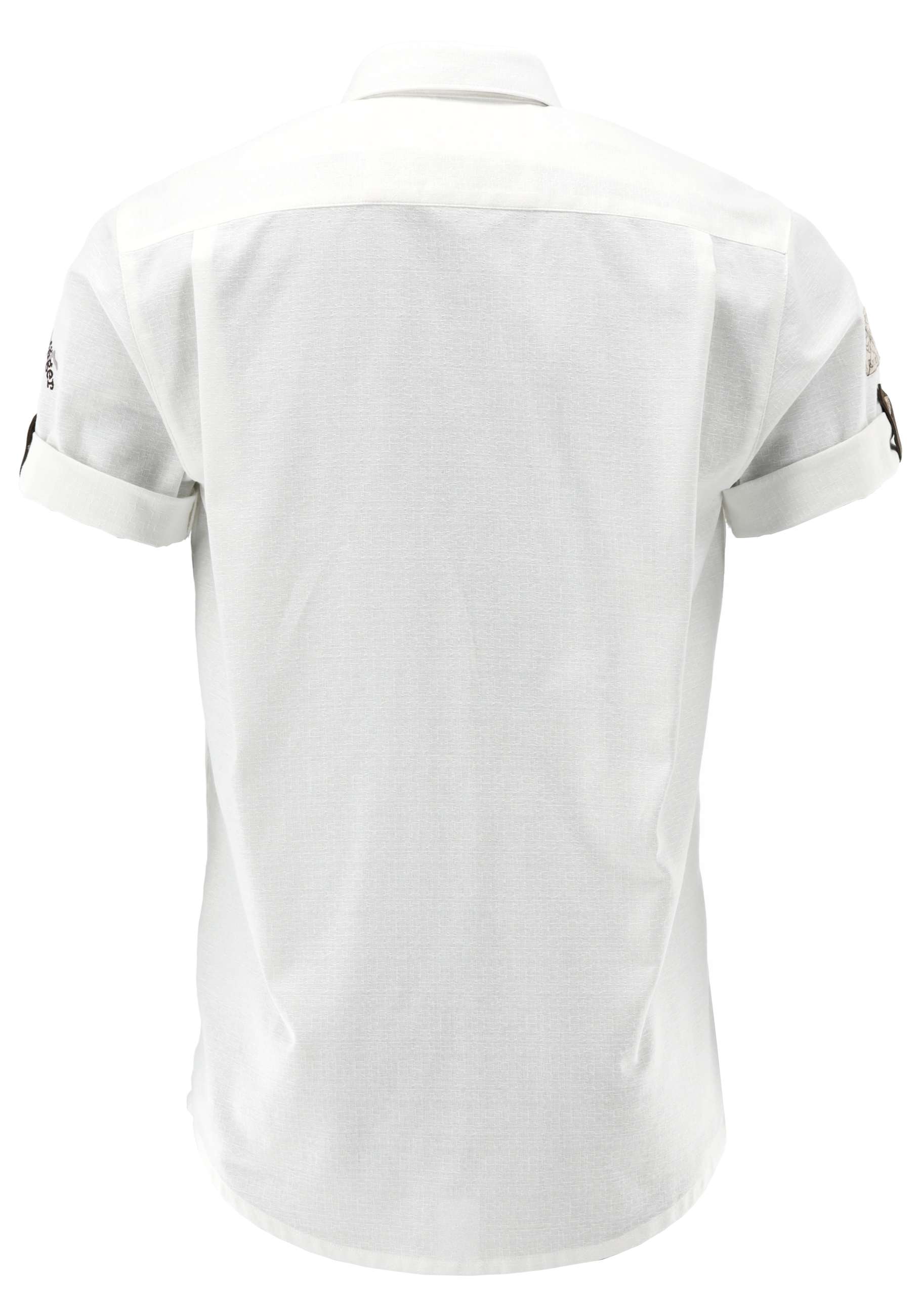 OS Trachten Men's 1/2 Sleeve Regular Fit Shirt "Alpenmark" white