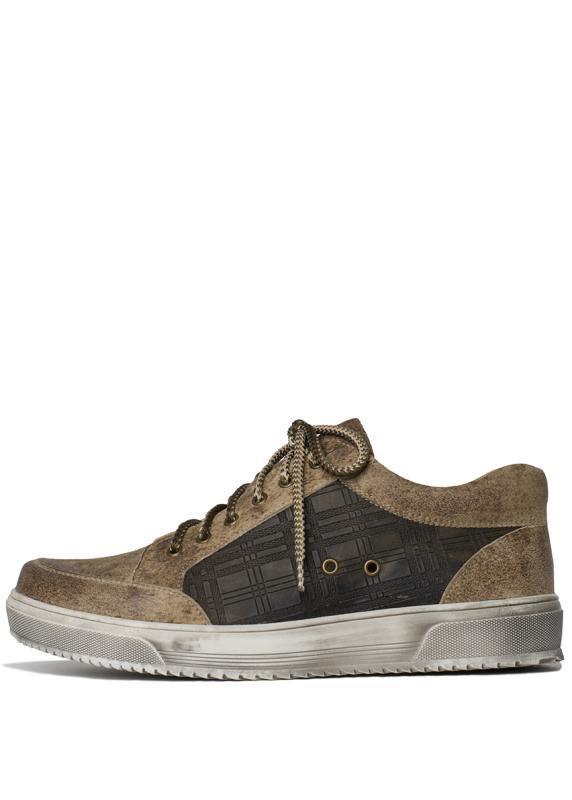 S&W Sneakers "1012 Delme" brown, goat suede, used-look sole, men's traditional sneaker.