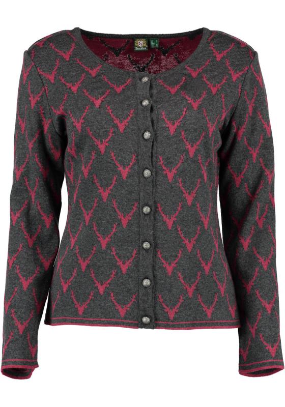 OS Trachten Women's Cardigan — Antler Knit - anthracite