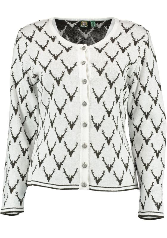 OS Trachten Women's Cardigan — Antler Knit - white/green