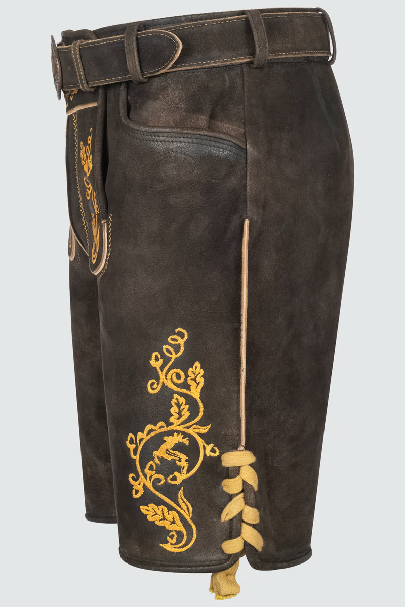 Kruger Men's Lederhosen "Tilo" brown/yellow