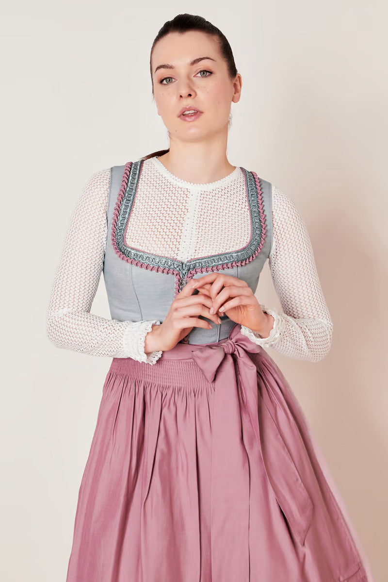 Kruger Midi Dirndl 2pcs. 60cm "Ileana" blue (38,40)