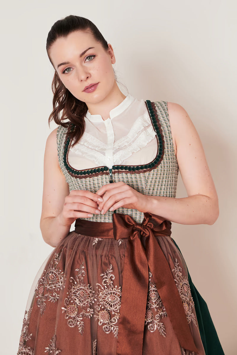 Kruger Midi Dirndl 2pcs. 60 cm "ASTERIA" green (low stock) 46