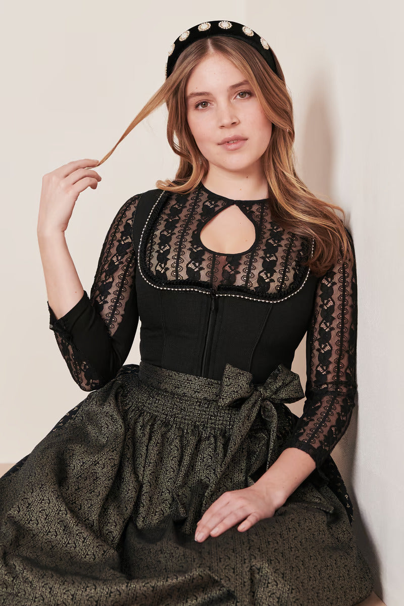 Kruger Midi Dirndl 2pcs. 60cm "Adalyn" black (30,40)