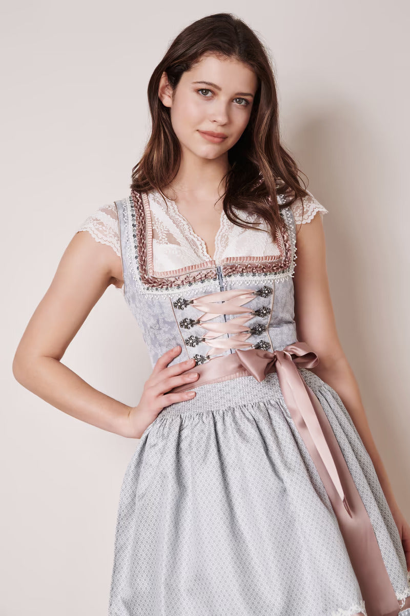 Kruger Mini Dirndl 2pcs. 50cm "Anelli" gray (36,44)