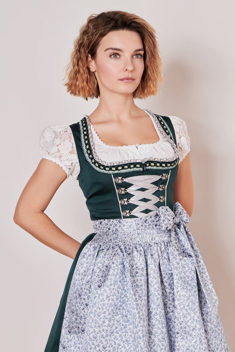 Kruger Midi Dirndl 2pcs. 60cm "RIEKE" green (38,42)
