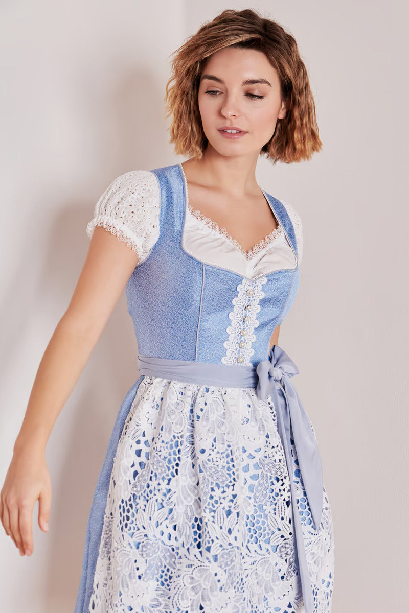 Kruger Midi Dirndl 2pcs. 50cm "Shania" blue (30,42)